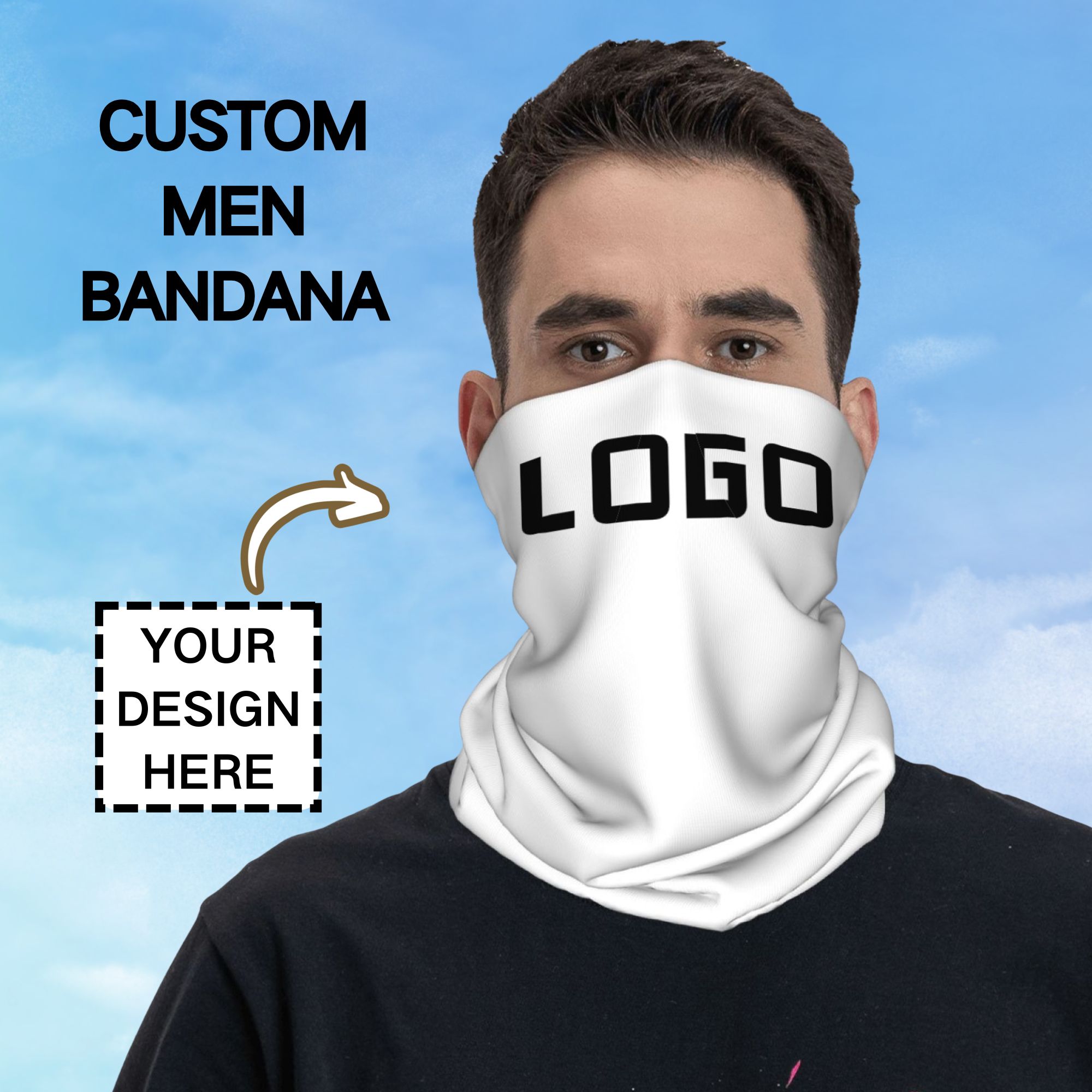 Neck Gaiter Face Cover - Bandana Esportiva Masculina Personalizada com Logo