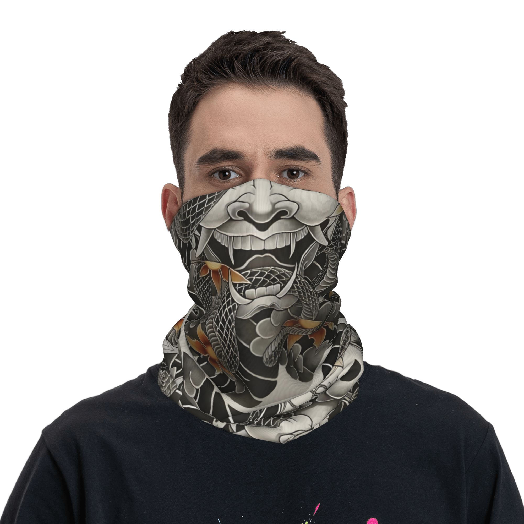 Personalizado samurai oni demô - Neck Gaiter Face Cover avaliação e preço